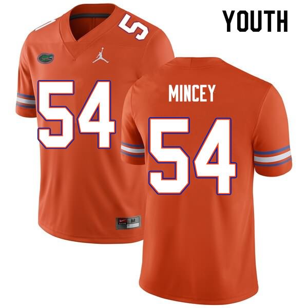 NCAA Florida Gators Gerald Mincey Youth #54 Nike Orange Stitched Authentic College Football Jersey LIS6764PL